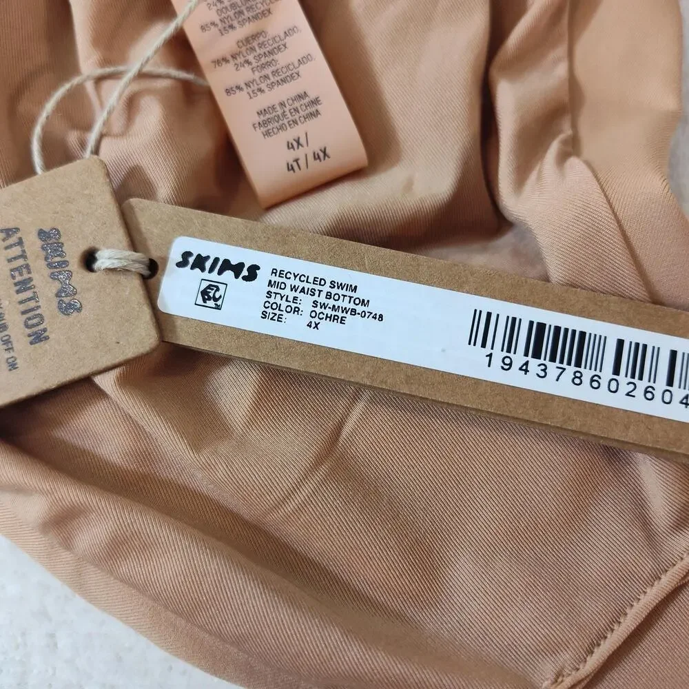Skims Recycled Swim Mid Waist Bottom Womens 4X Ochre High Rise Bikini Briefs